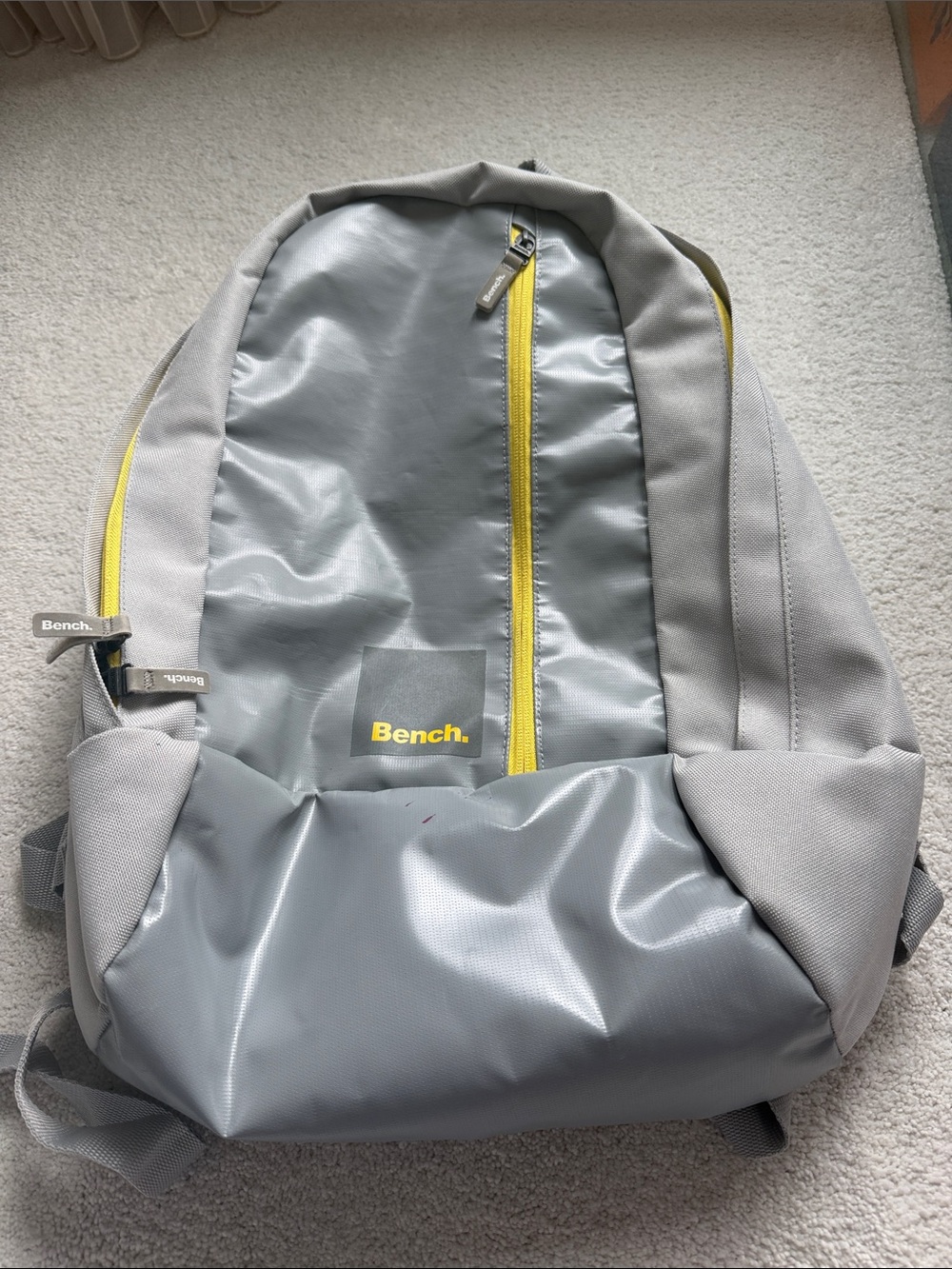 Bench Light Grey Backpack with Yellow Zipper Accents